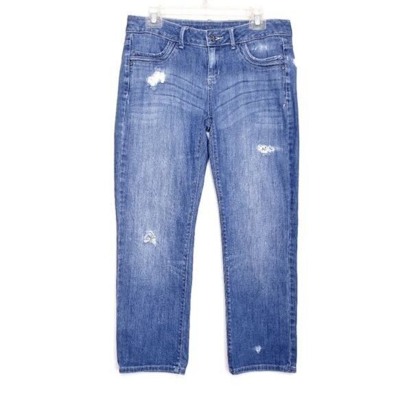 Simply Vera Distressed Destroyed Straight Leg Cropped Ankle Jeans Women's Size 6 - Picture 1 of 9